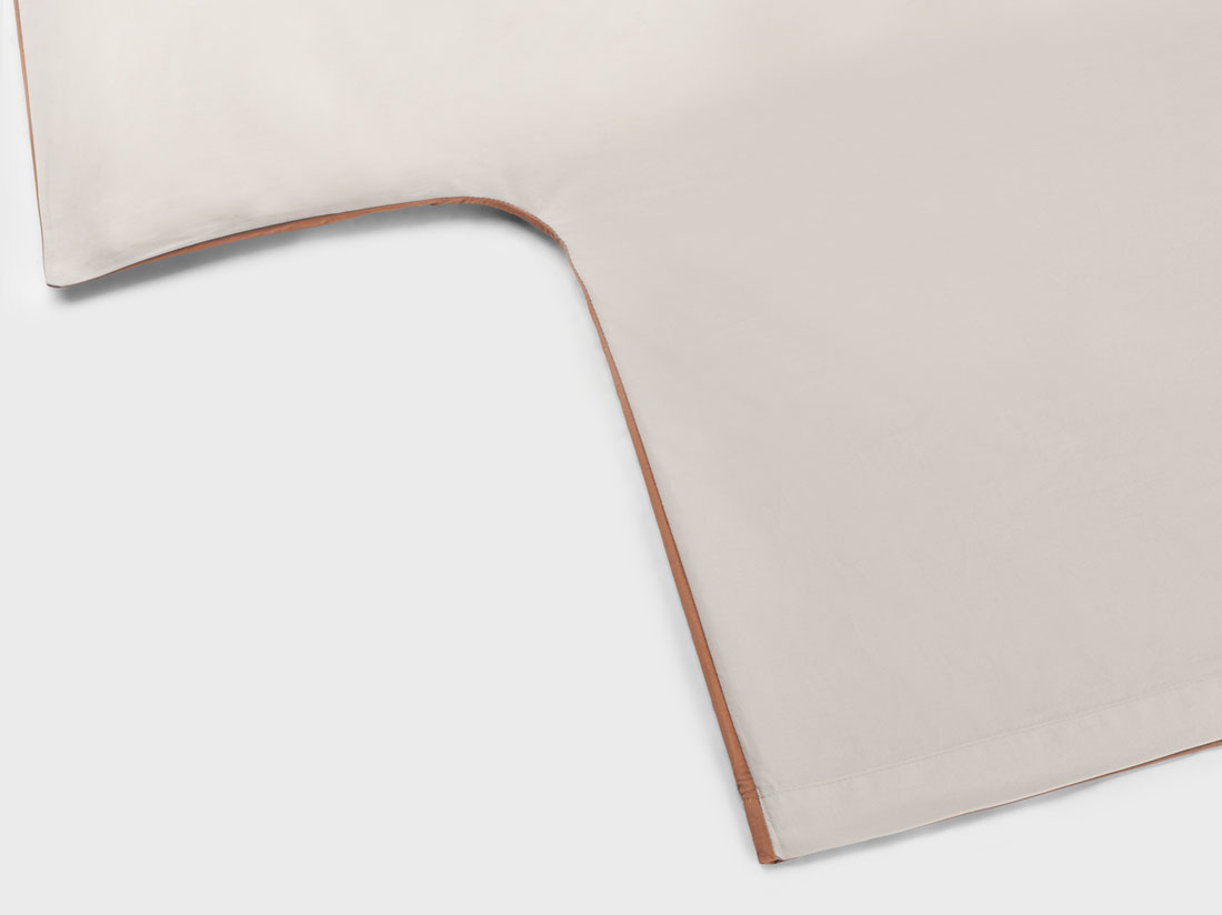 Dekbedovertrek percal katoen double face sand/terracotta